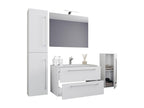 Meublori 5-piece bathroom vanity unit with sink, drawer, and mirror in white - 80