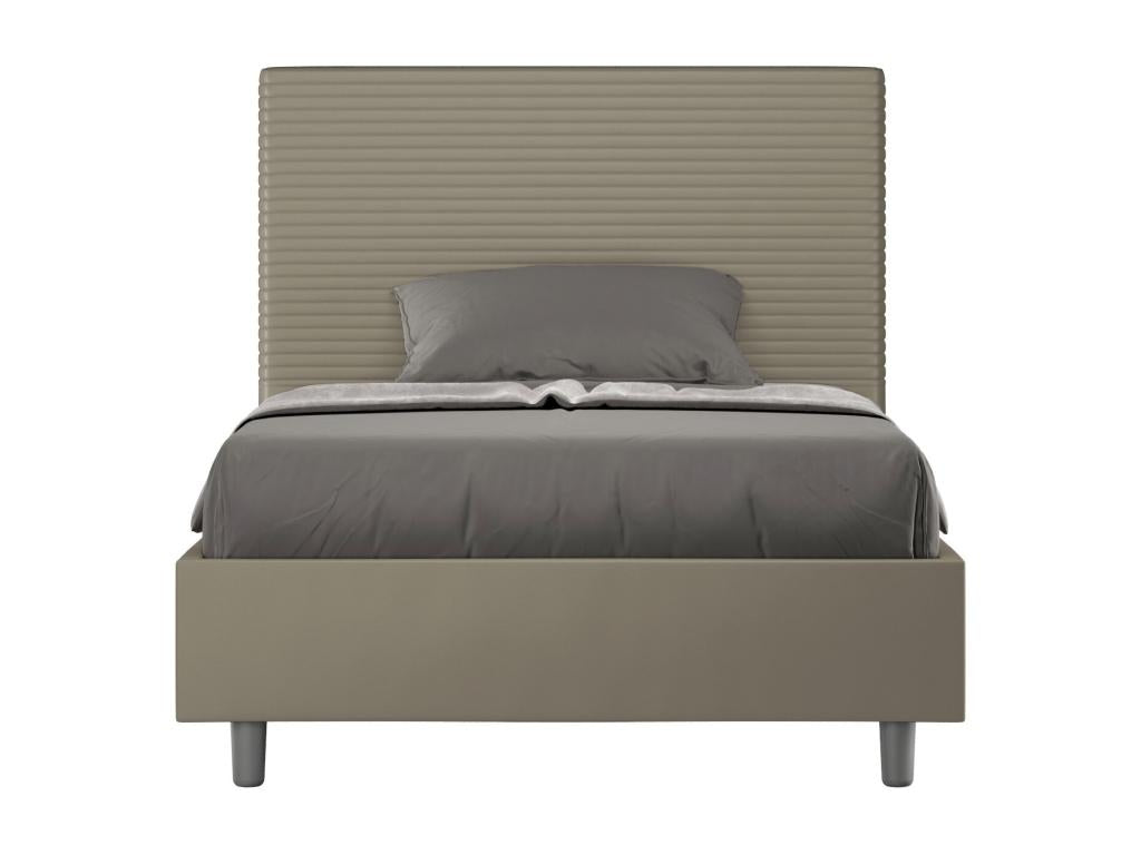 Single bed without slatted base, upholstered, 120x190 cm, cappuccino faux leather, Meublori