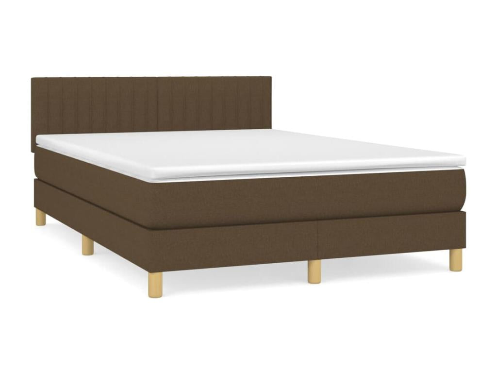 Upholstered bed base with mattress, dark brown, 140x200 cm