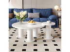 Set of 2 round coffee tables - D 100 x H 40 cm and D 39.8 x H 42.2 cm - MDF wood - White