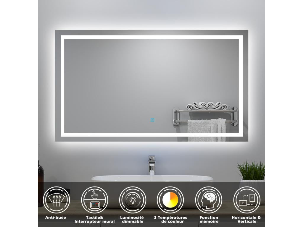 120cm Bathroom Furniture Set with Illuminated Wall Mirror Column, 3 Colors, Oak Finish, Meublori