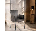 Armchair with grey microfiber fabric armrests and black metal legs