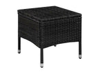 3-piece garden furniture set in black woven resin with white cushions. Meublori