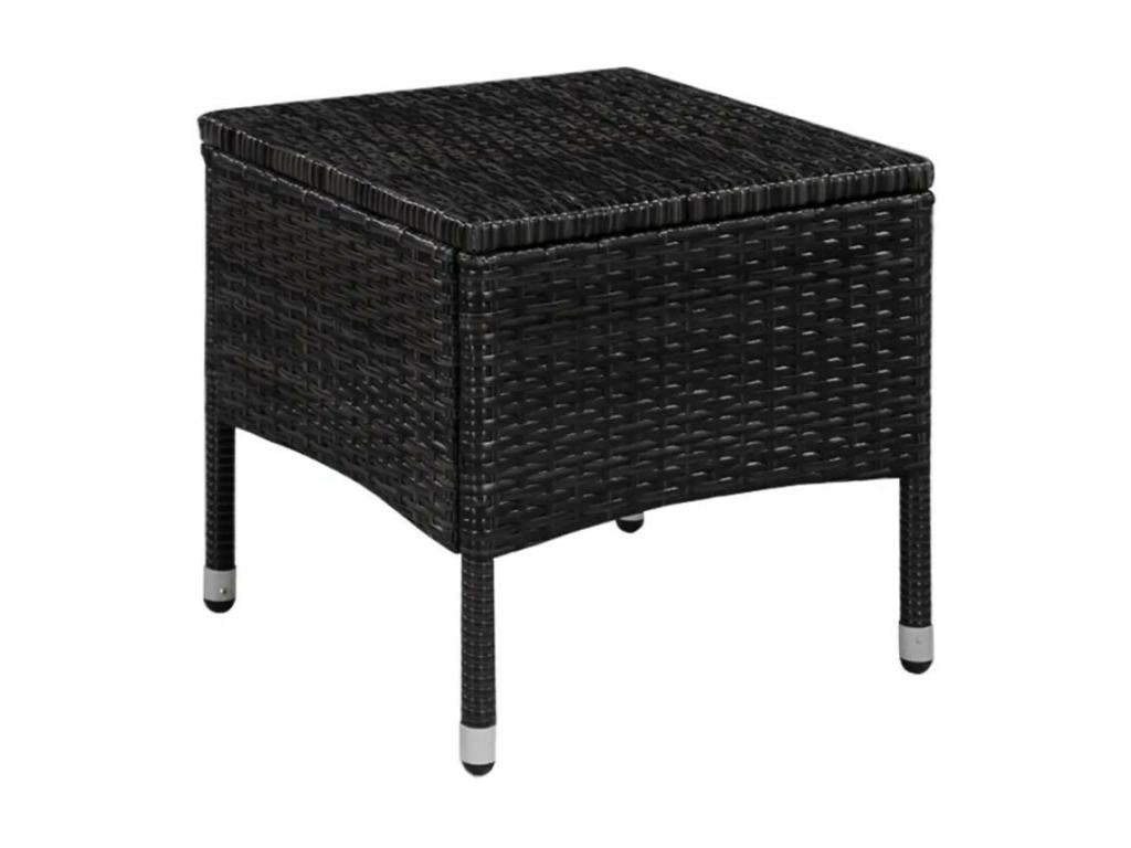 3-piece garden furniture set in black woven resin with white cushions. Meublori