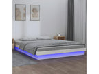 LED bed frame without mattress, white, 120x200 cm, solid wood