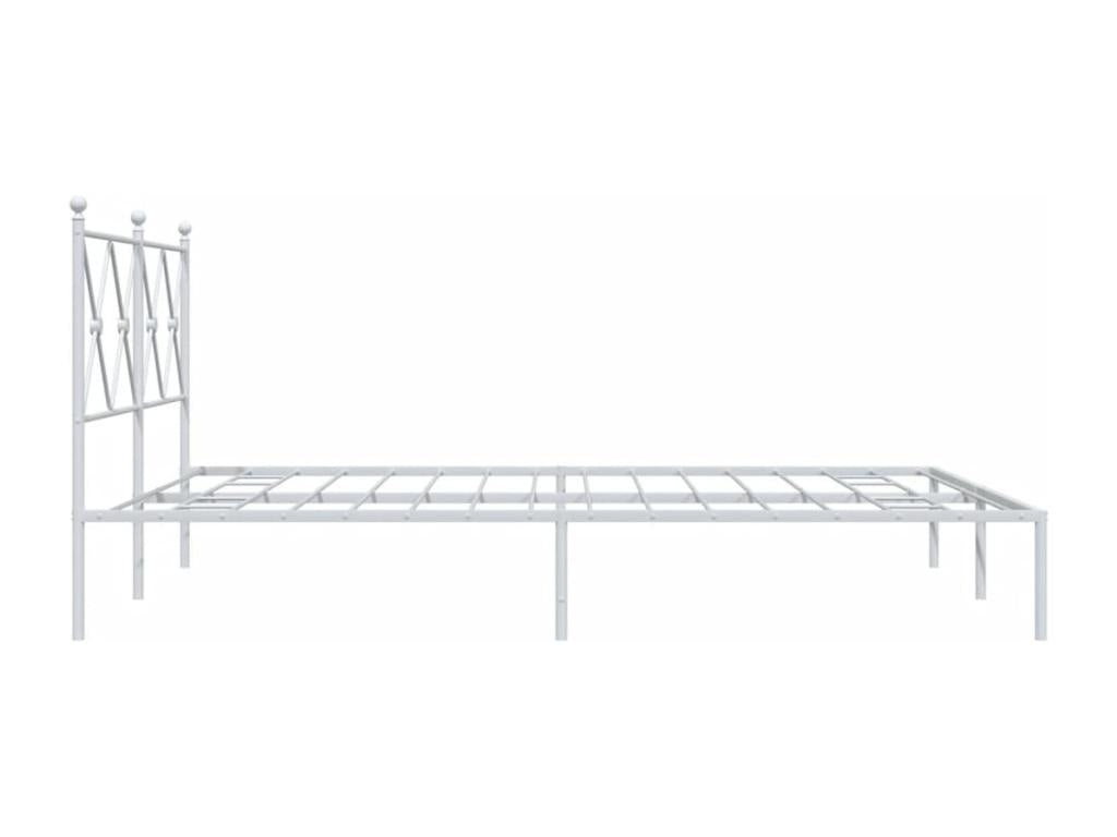 Metal bed frame with white headboard, 150x200 cm