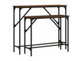 2-piece console tables in brown oak and engineered wood