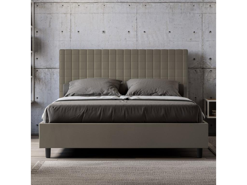 Sunny cappuccino faux leather double bed with upholstered storage, 160x200cm