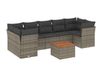 8-piece garden furniture set with grey resin wicker cushions TIIG88136