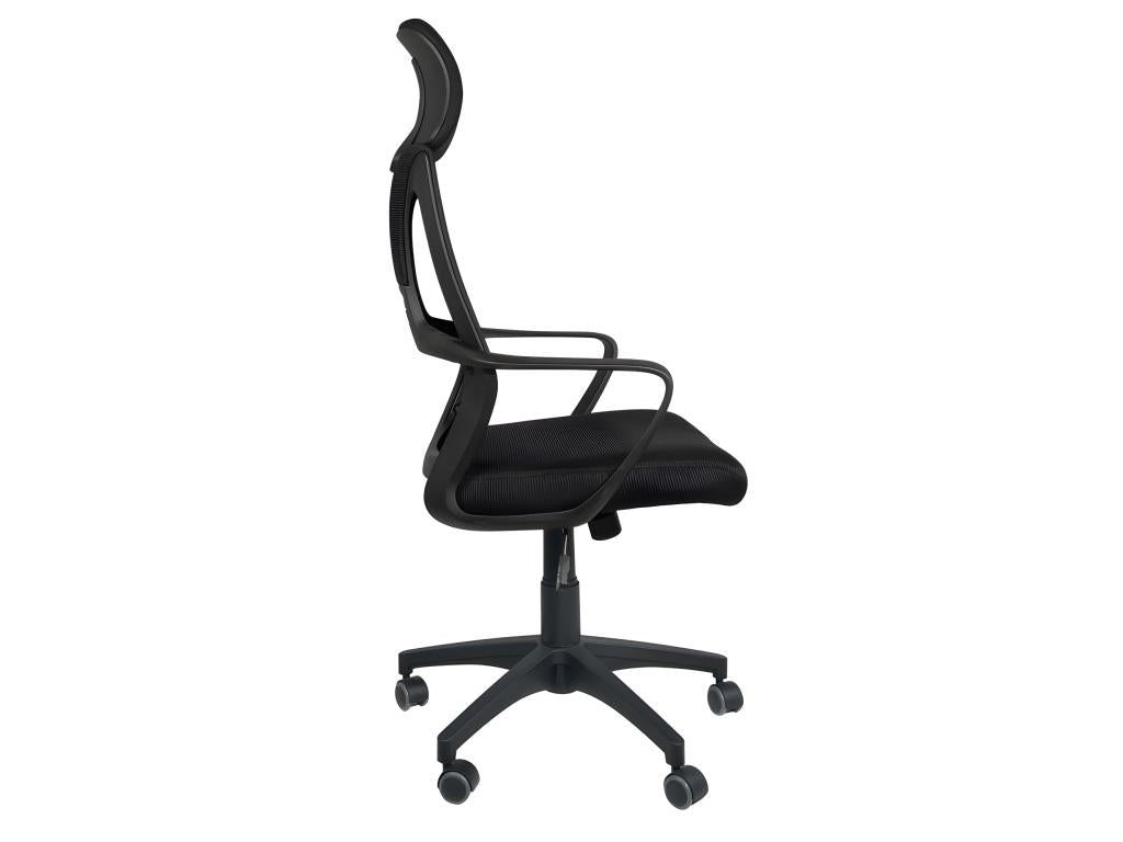 Ergonomic office chair with tilting seat, adjustable headrest, and lumbar support, FAMA black