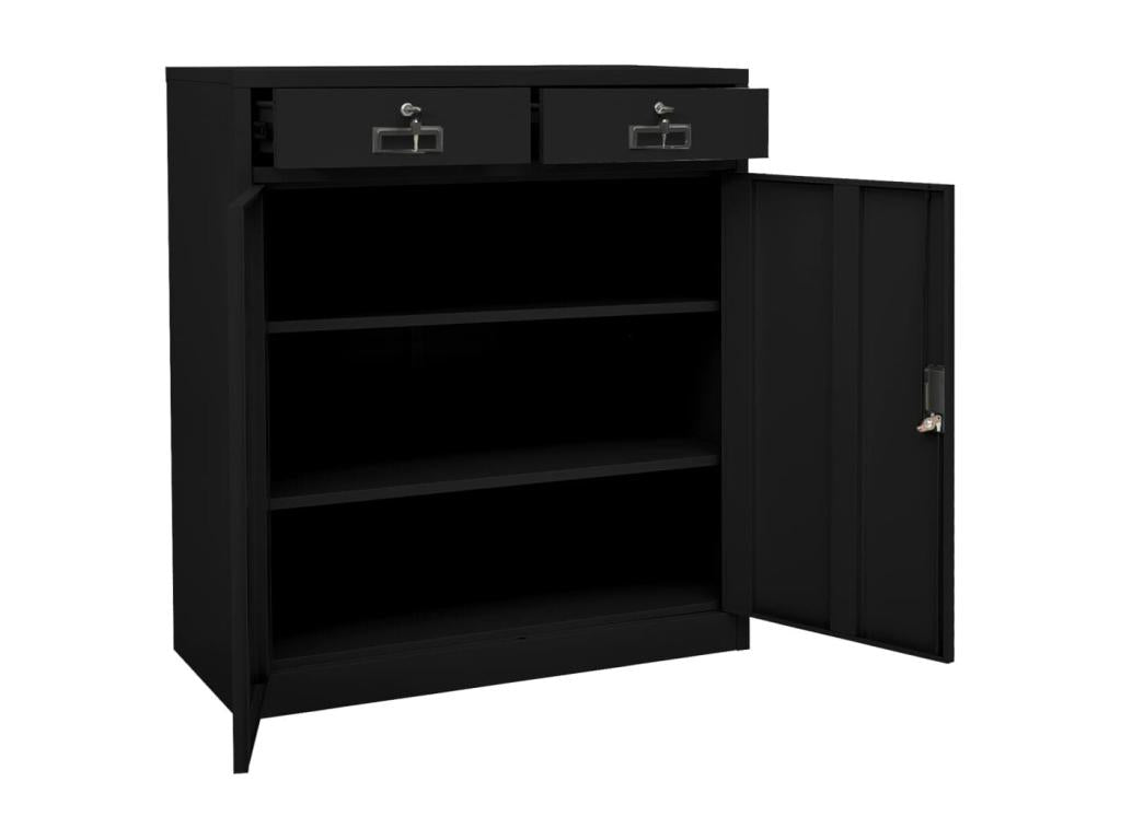 Black office cabinet 90x40x102 cm Steel