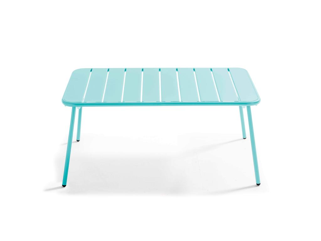 Turquoise steel garden coffee table 90x50 cm - Meublori