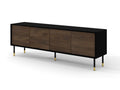Meublori 4D 180cm TV stand with milled edges on matte black/oak legs