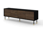 Meublori 4D 180cm TV stand with milled edges on matte black/oak legs