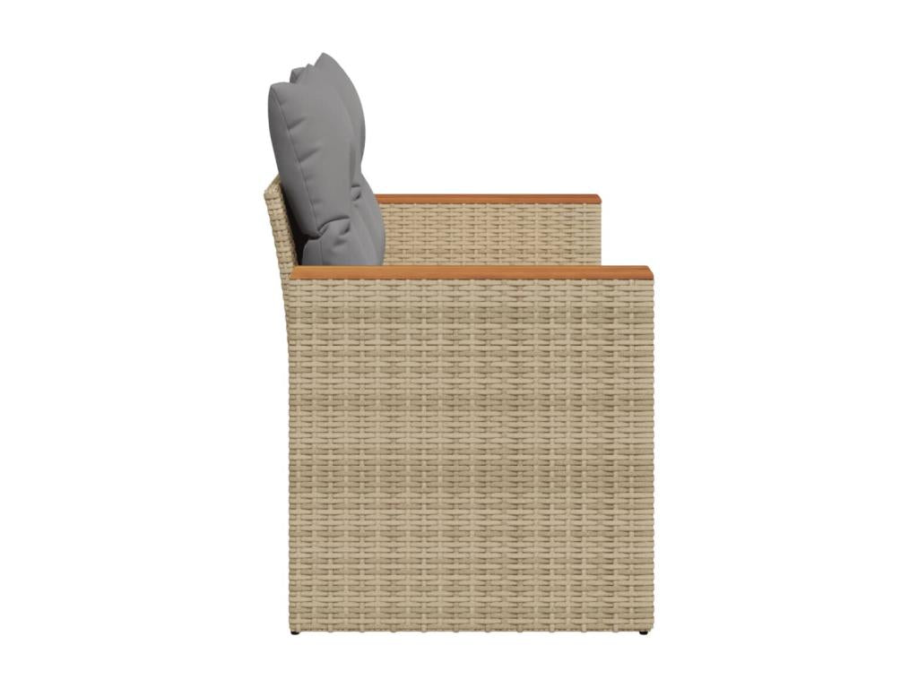 Garden sofa with cushions, 2-seater beige woven resin