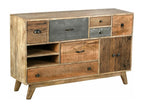 Mango wood and metal chest of drawers, Meublori, 120x35x76 cm