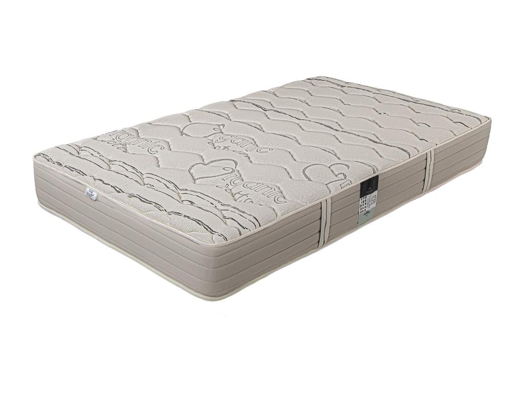 90x190 cm Organic Cotton Mattress Set with 24 cm Beige Bed Base, Pillow, and Duvet (TDL XGEV07523)