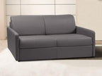 3-seater express convertible sofa in grey faux leather - 140 cm sleeping area - 18 cm mattress - Meublori