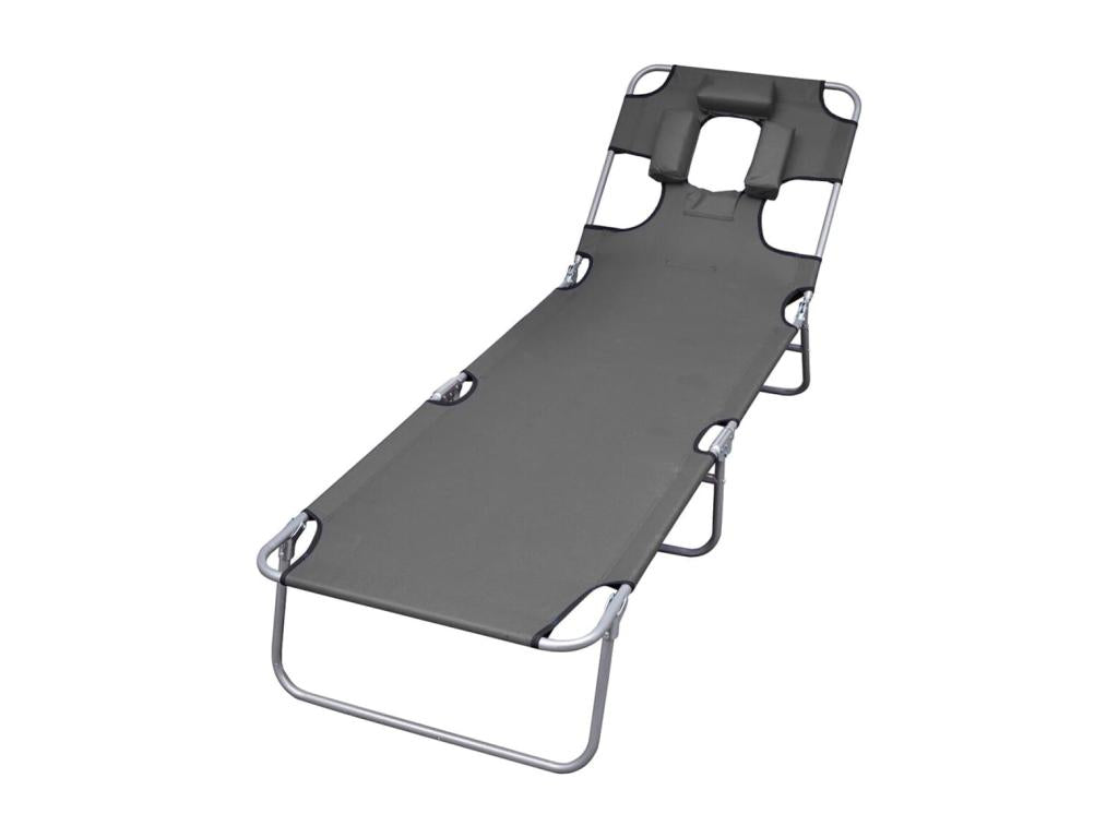 Grey sun lounger/bath chair 189x58x27 cm 02 0012870