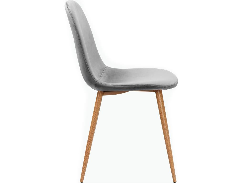 Meublori - Set of 2 dining chairs in grey velvet with oak legs