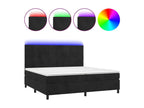 Meublori bed base with mattress and LED, black, 200x200 cm, velvet
