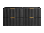 Wall-mounted vanity unit with grooved finish - Black - W120 cm - Meublori