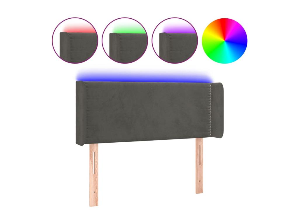 Dark Grey LED Headboard 83x16x78/88 cm Velvet