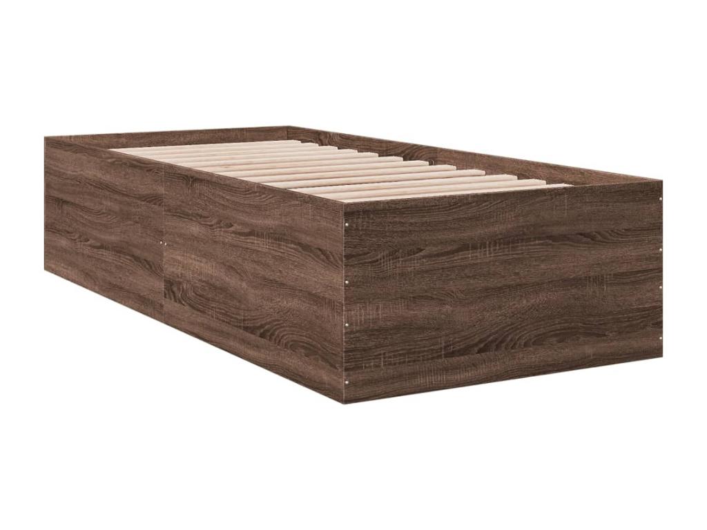 Bed frame without mattress, brown oak, 75x190 cm