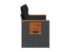 Garden sofa with cushions, 2-seater, black woven resin