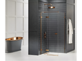 Brushed copper shower enclosure 110x90cm, left-hand pivot, Meublori COPPER BRUSHED, front access