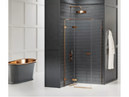 Brushed copper shower enclosure 110x90cm, left-hand pivot, Meublori COPPER BRUSHED, front access