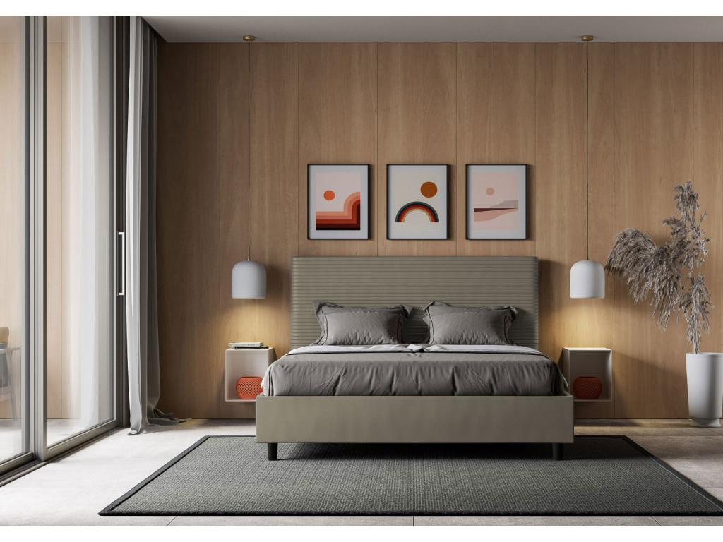 Meublori Upholstered Storage Bed 160x210 Cappuccino Faux Leather