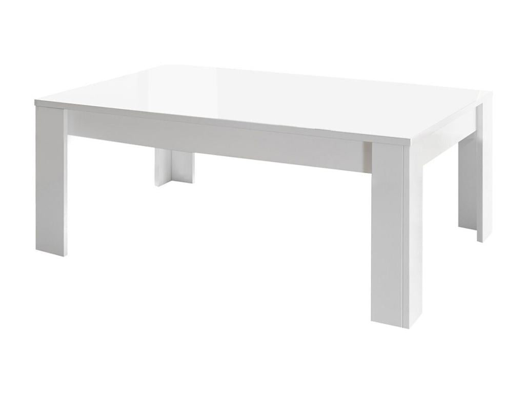 Meublori - Living Room Set Coffee Table TV Stand Shelf White Matte Finish