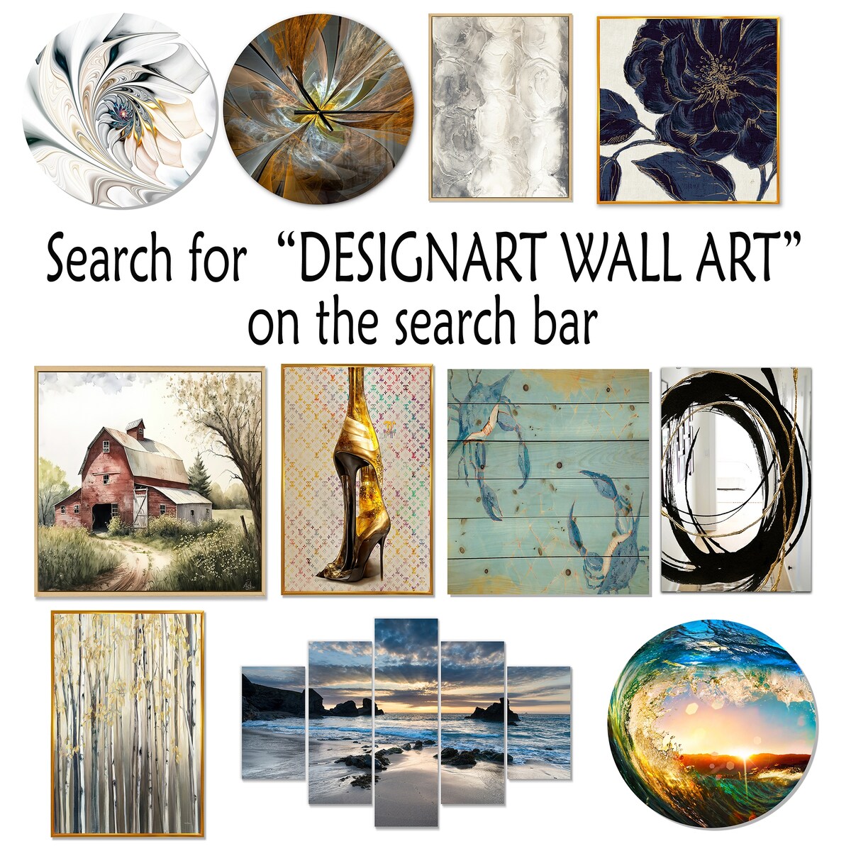 Designart Clouds Prairies Collages VI Modern Metal Wall Art