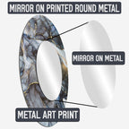 Designart Gold Constructing Blue Realms I Abstract Shapes Round Mirror - Modern Blue Living Room Mirror