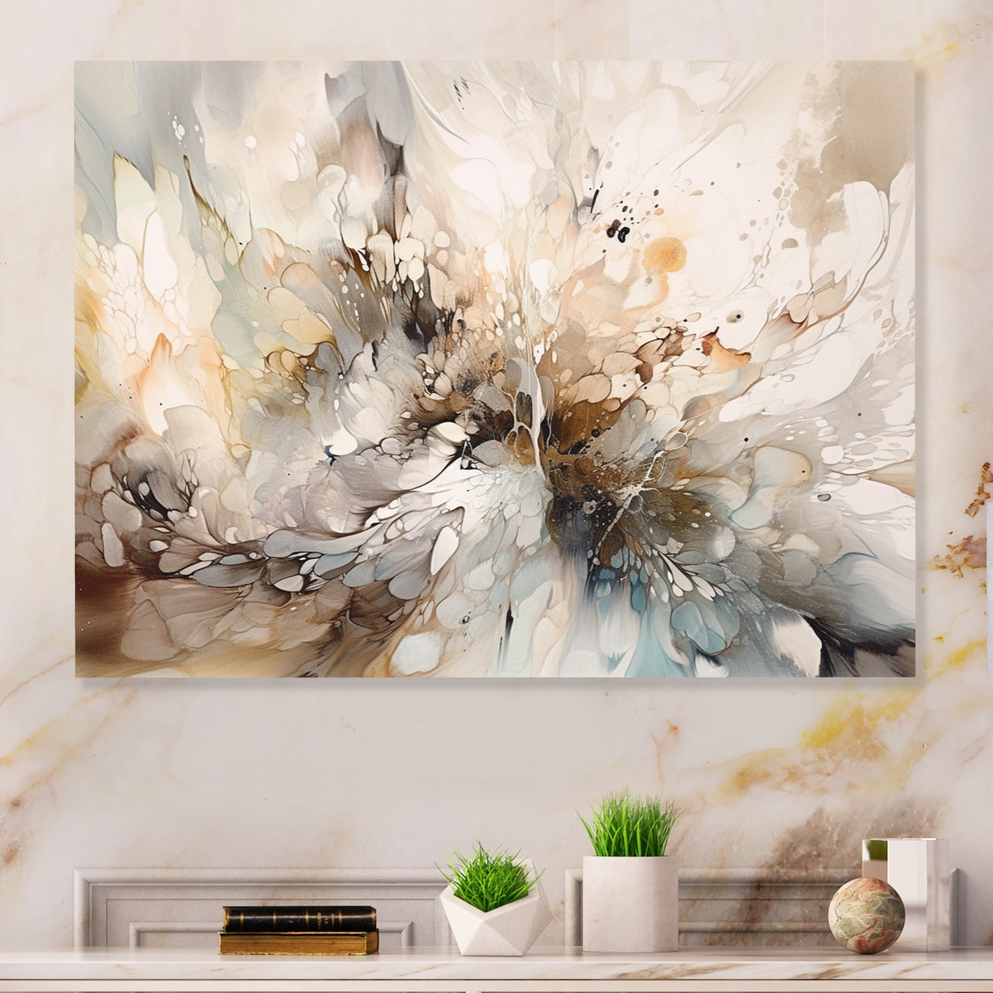 Designart White And Grey Geometric Depths I Modern Geometric Metal Wall Art