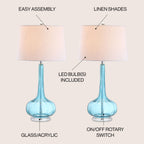 Diamante 28.5 Glass Teardrop LED Table Lamp, Pink (Set of 2) by JONATHAN Y