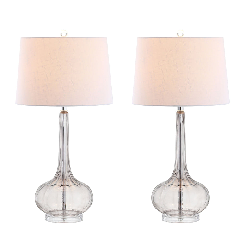 Diamante 28.5 Glass Teardrop LED Table Lamp, Pink (Set of 2) by JONATHAN Y