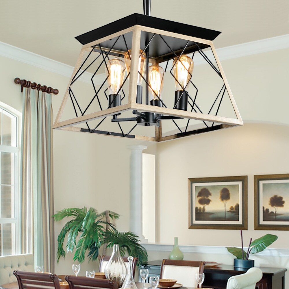 Dimmable 4-Light Farmhouse Chandeliers Light for Dining Room No Bulb