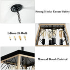 Dimmable 4-Light Farmhouse Chandeliers Light for Dining Room No Bulb