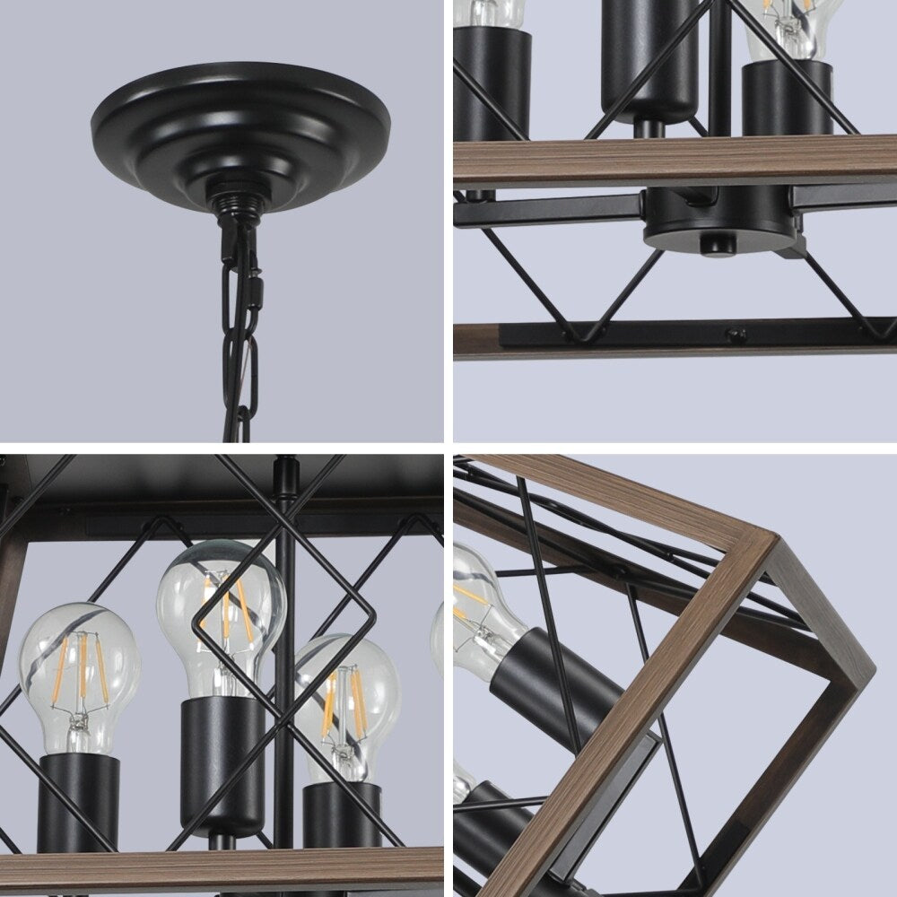 Dimmable 4-Light Farmhouse Chandeliers Light for Dining Room No Bulb