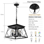 Dimmable 4-Light Farmhouse Chandeliers Light for Dining Room No Bulb
