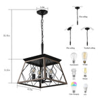 Dimmable 4-Light Farmhouse Chandeliers Light for Dining Room No Bulb