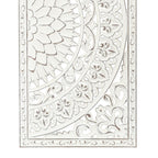 Distressed Ivory White Wood Flower Wall Art with Black Accents (Set of 2)