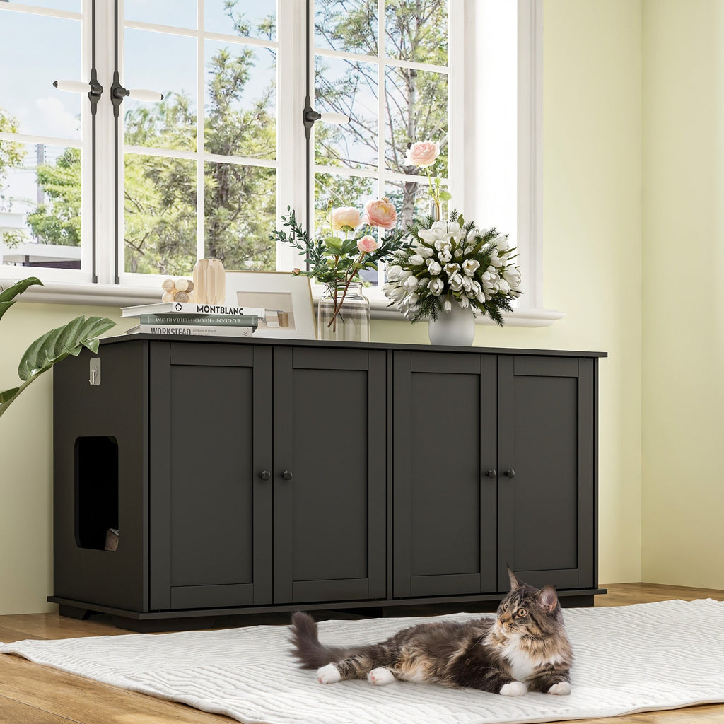 Double Pet Privacy Washroom Cat Litter Box Concealment Furniture