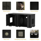 Double Pet Privacy Washroom Cat Litter Box Concealment Furniture