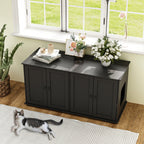 Double Pet Privacy Washroom Cat Litter Box Concealment Furniture