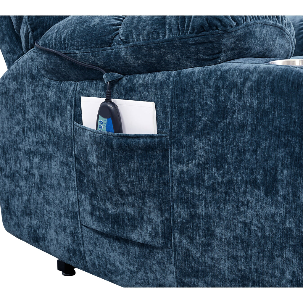 Dual OKIN Motor Lift Recliner for Seniors with Heating, Massage, 180° Lay Flat, and Adjustable Backrest/Footrest