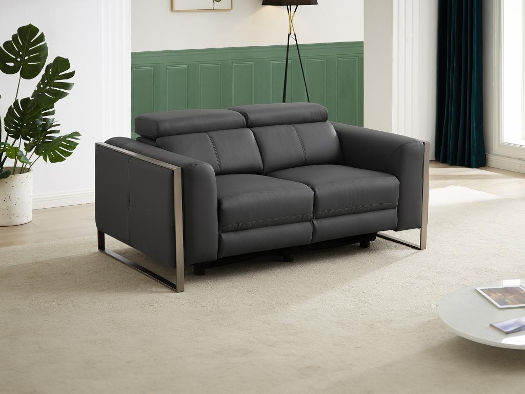 Meublori 2-seater electric sofa in anthracite grey leather