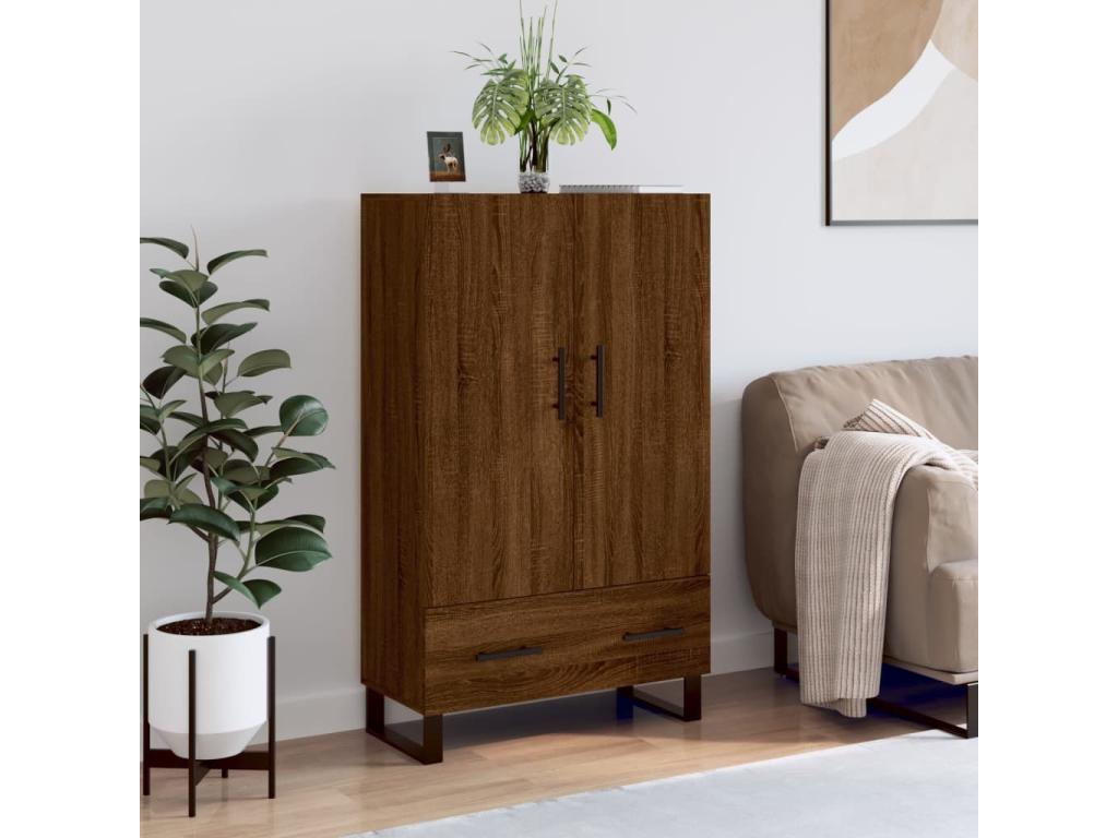 High sideboard in brown oak, 69.5x31x115 cm, engineered wood, VBNX10177